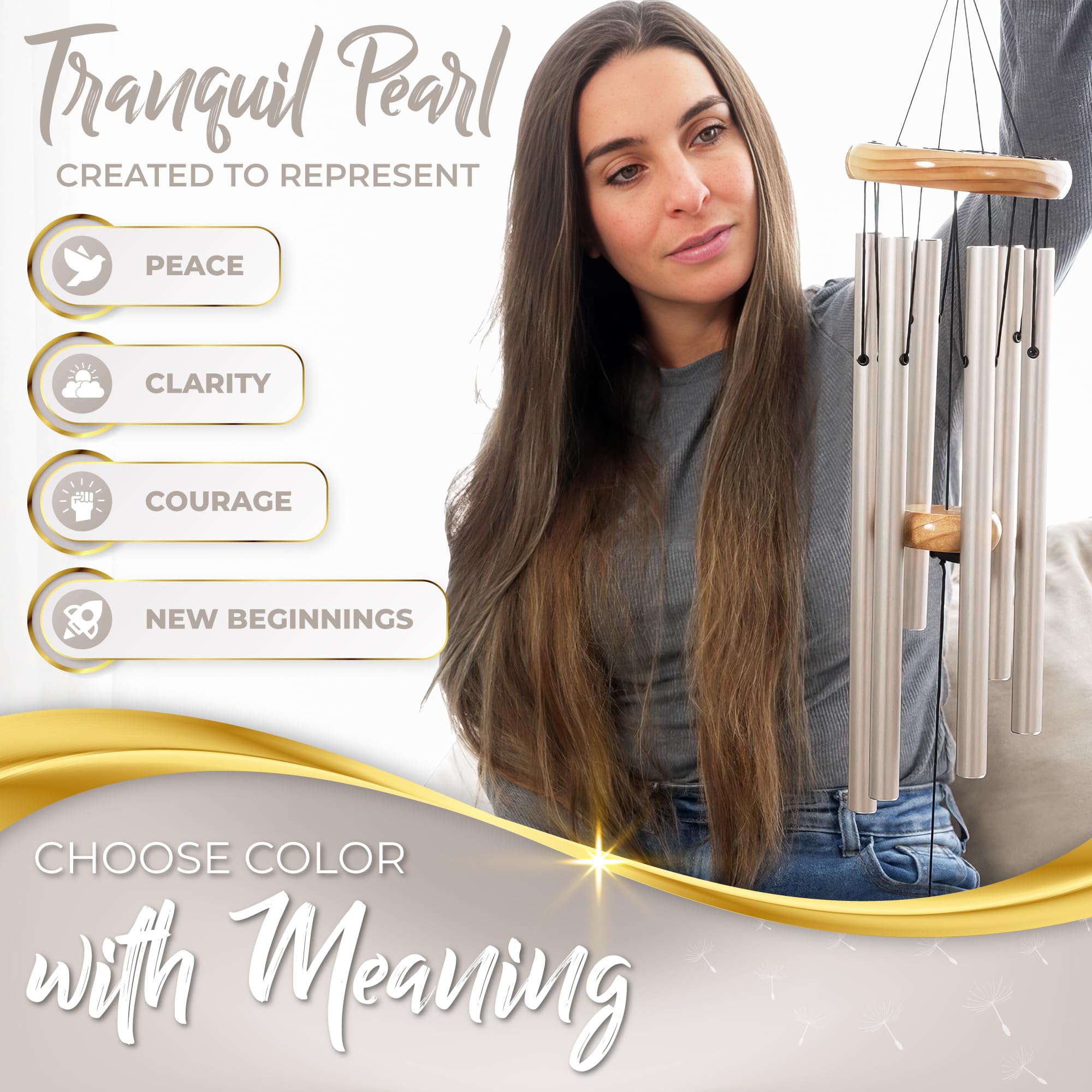 Spiritwind hanging chime in breeze, illustrating soothing tones and movement