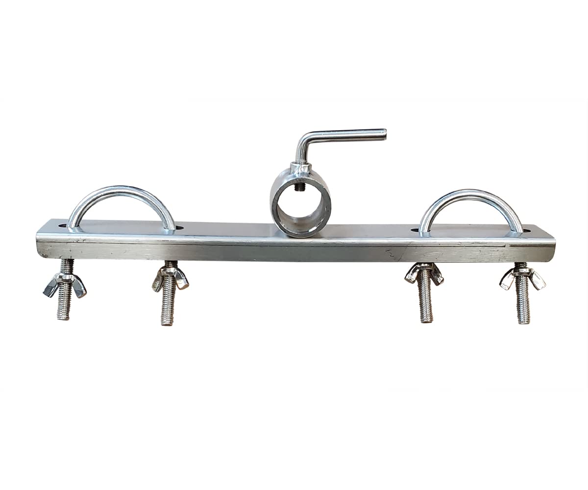 SPITJACK front view shackle attached to 1" round spit for secure roast