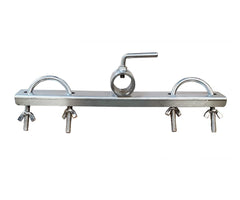 SPITJACK front view shackle attached to 1" round spit for secure roast