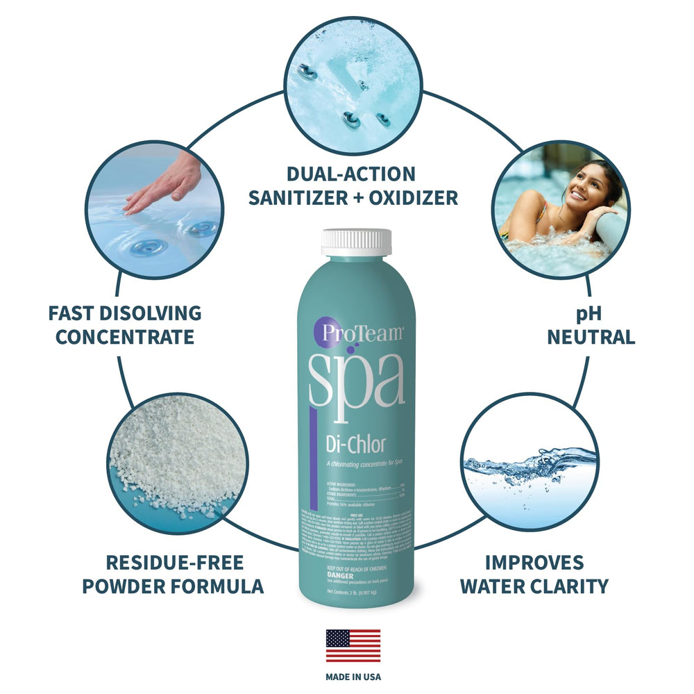 SplashWiz granules dissolving in spa water showing rapid clarity improvement