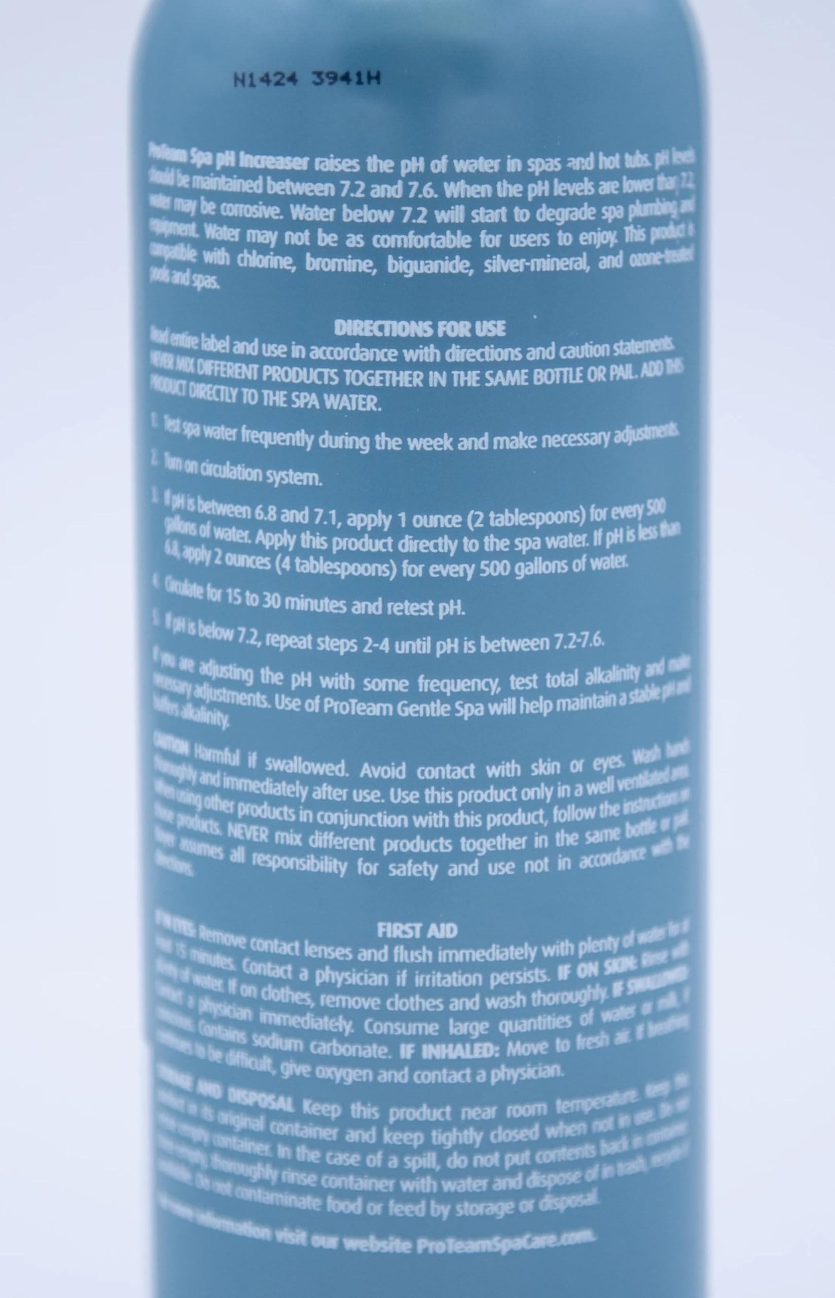 SplashWiz ProTeam label closeup highlighting dosing instructions for safe use
