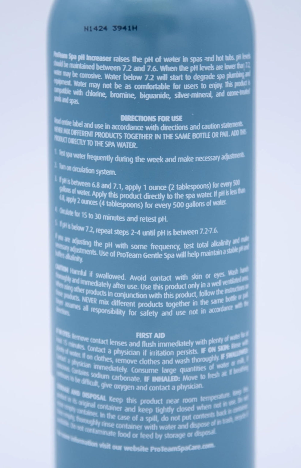 SplashWiz ProTeam label closeup highlighting dosing instructions for safe use