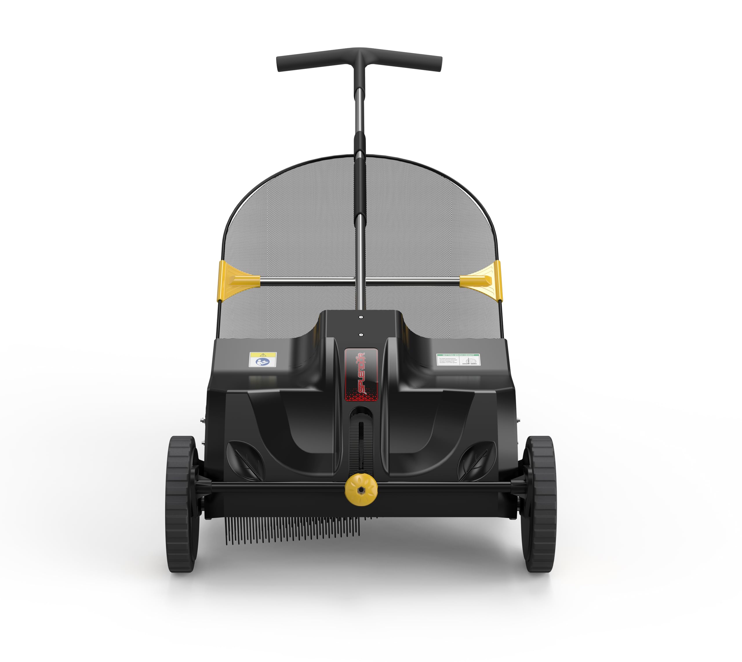 SPLENDOR front view showing full sweeper and compact storage benefit
