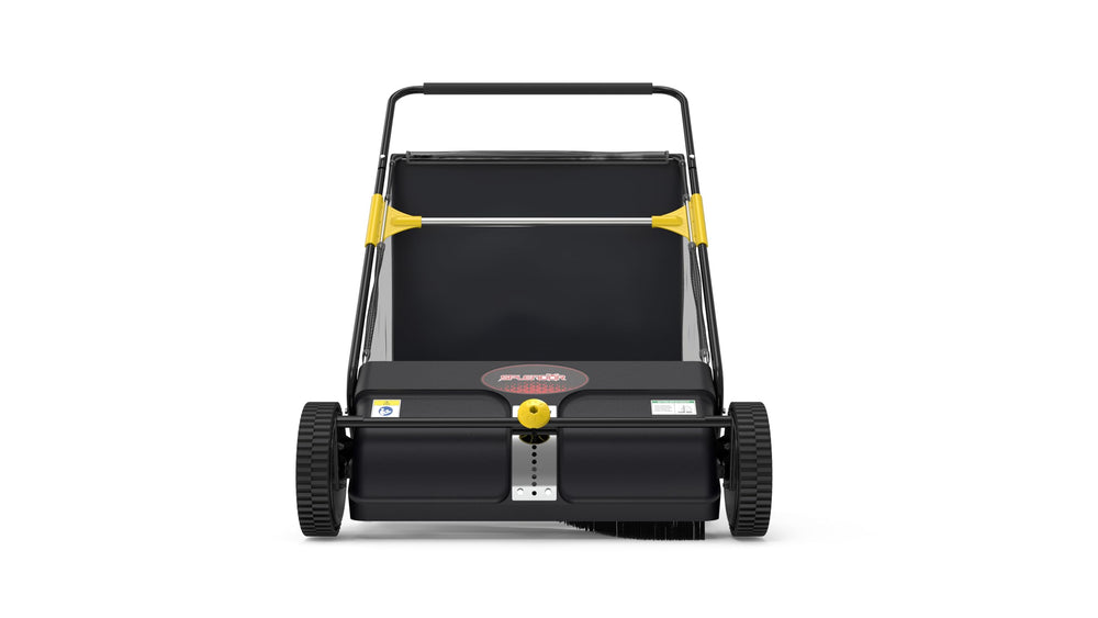 SPLENDOR front overview showing full lawn sweeper for quick yard cleanup