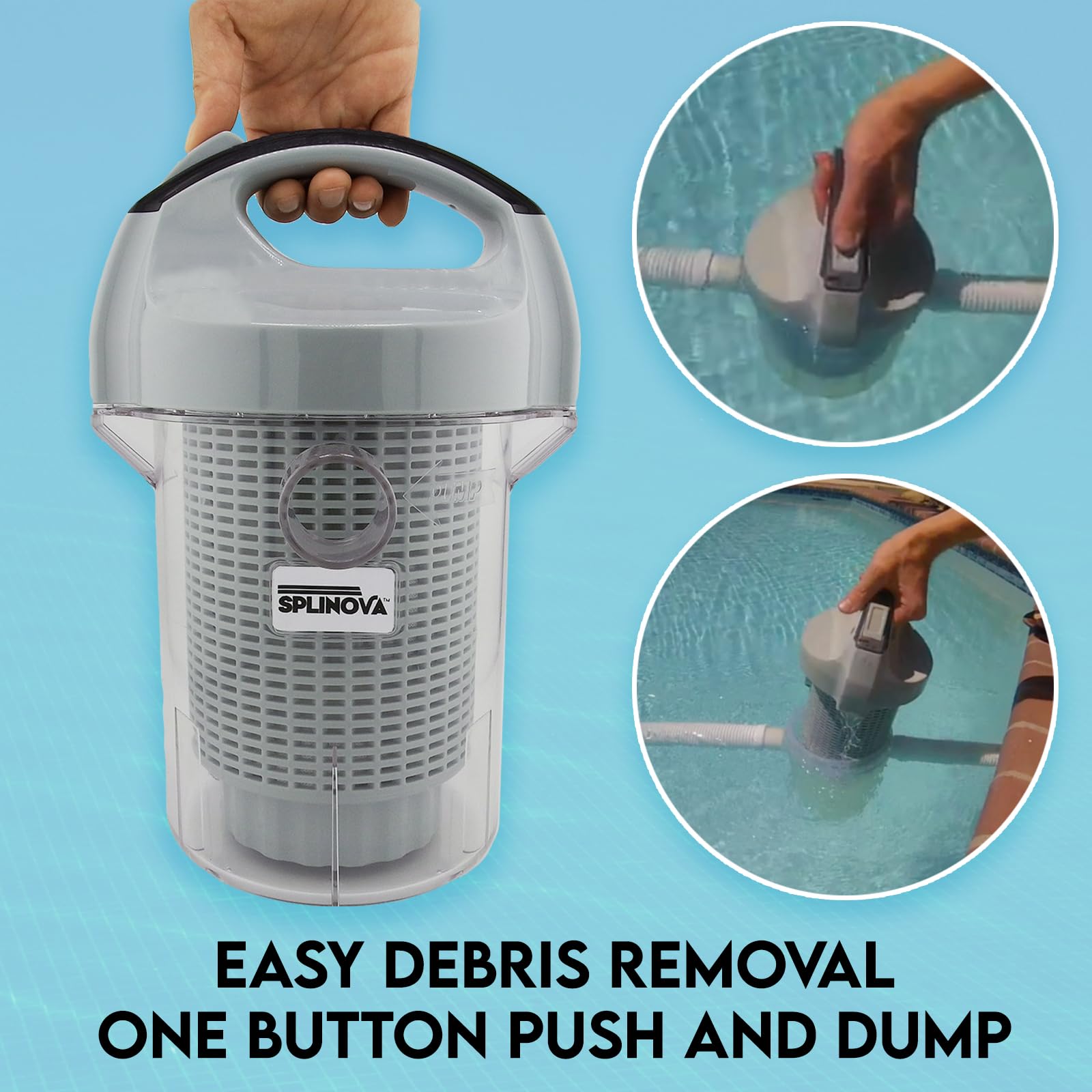 Splinova vertical canister cutaway illustrating internal flow and debris separation benefit