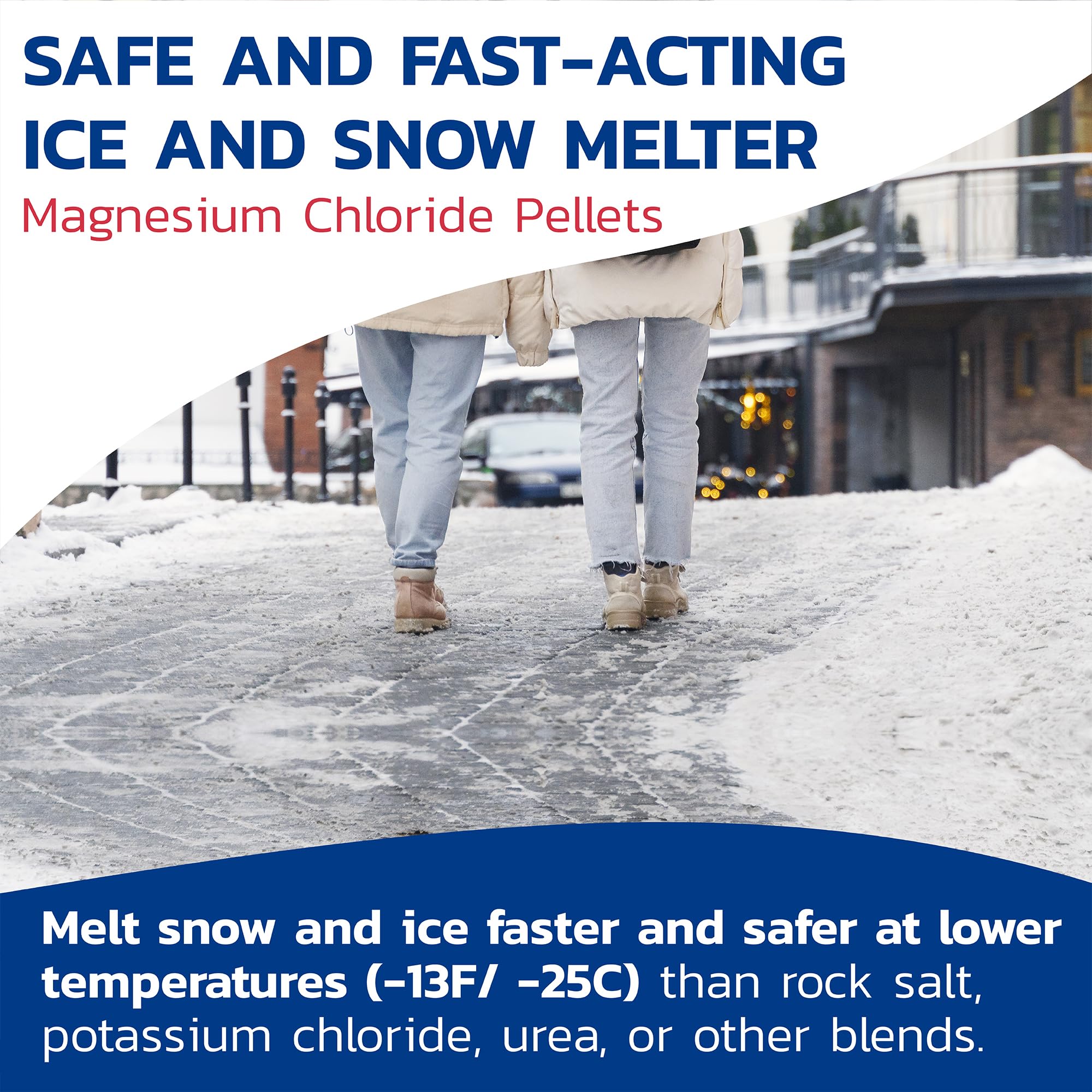 Split Open and Melt close-up of magnesium chloride pellets showing texture and quick melt benefit