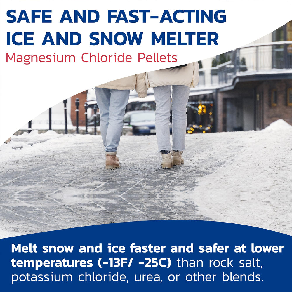 Split Open and Melt close-up of magnesium chloride pellets showing texture and quick melt benefit