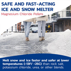 Split Open and Melt close-up of magnesium chloride pellets showing texture and quick melt benefit