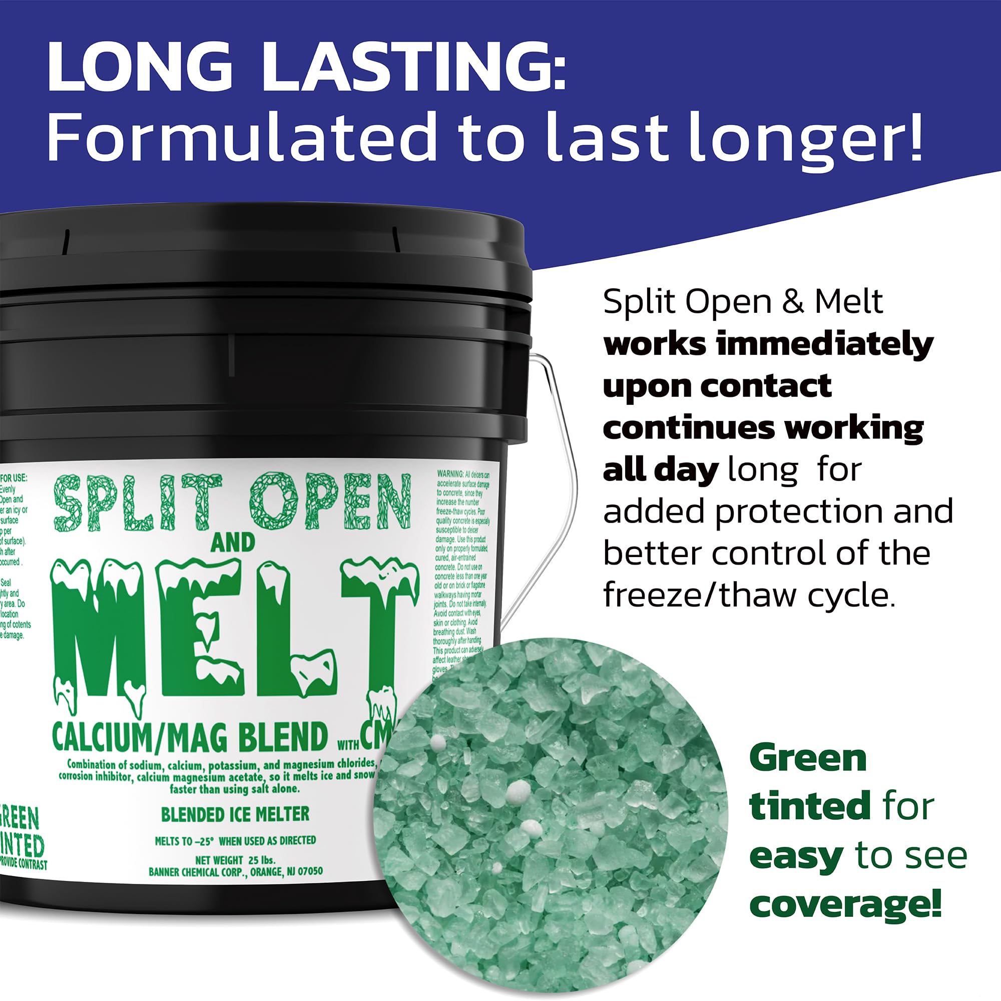Split Open and Melt used on sidewalk showing before and after melting benefit for safety