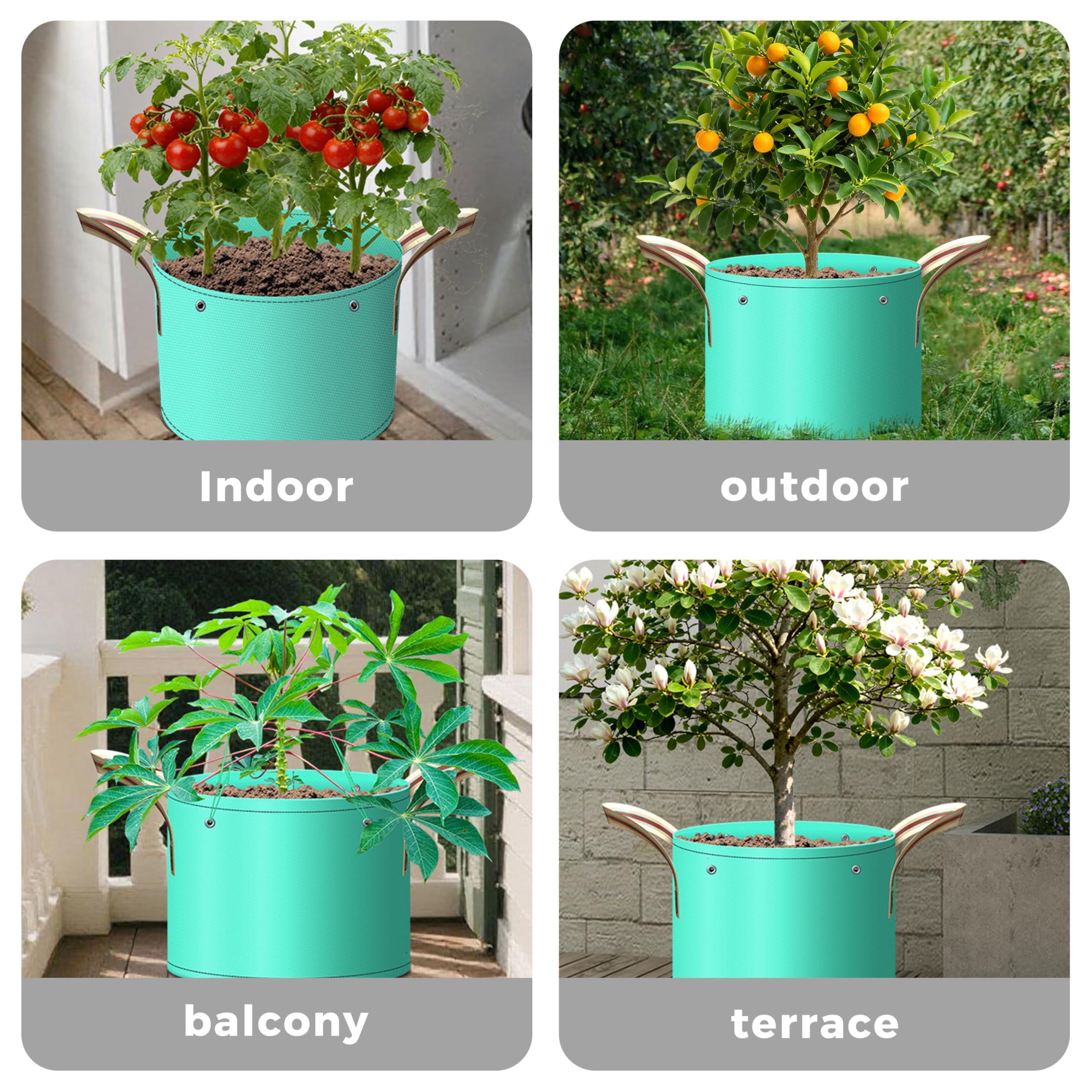 SPONDWILD balcony setup with multiple bags demonstrating space-saving gardening