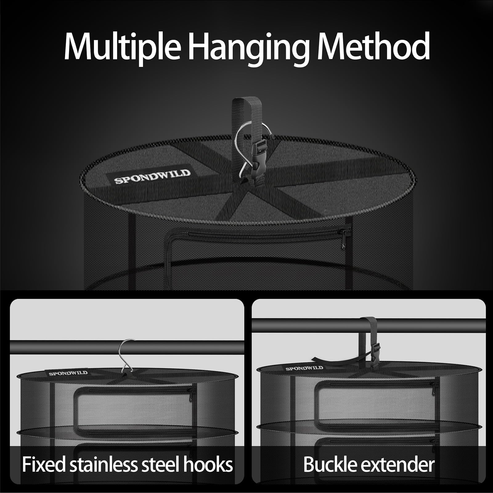 SPONDWILD sturdy hook and telescopic loop for flexible hanging options