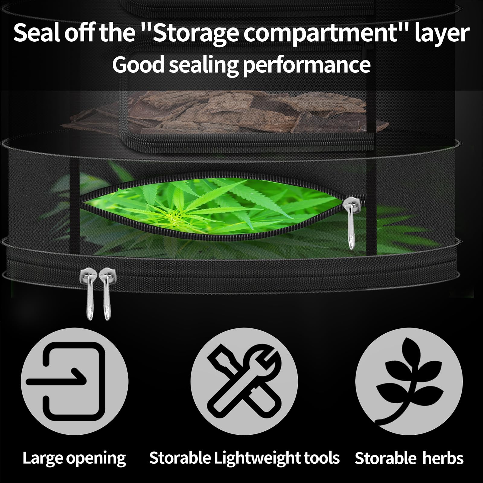 SPONDWILD zippered window open to access herbs without disturbing others