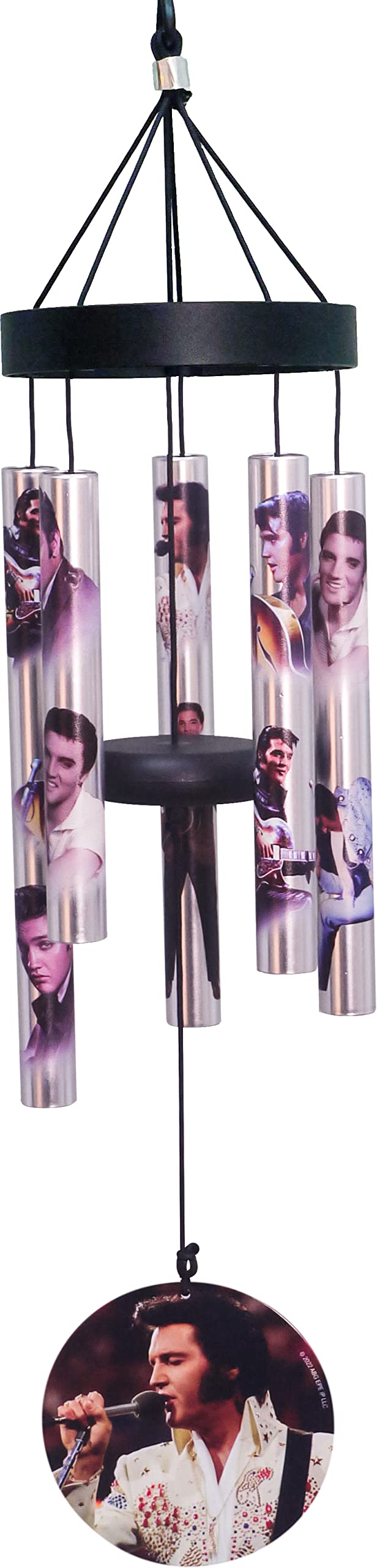 Spoontiques Elvis chime front view showing motif and cheerful outdoor accent