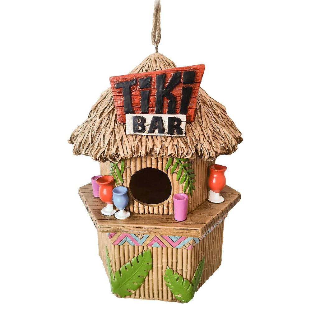 Spoontiques front view of hand-painted birdhouse adding colorful curb appeal