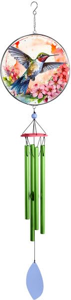 Spoontiques hummingbird chime front view showing decorative birds and melodic appeal