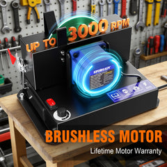 SporGain brushless motor closeup highlighting durable construction and quieter operation