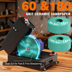 SporGain sanding discs spread showing included grits for coarse to fine sharpening
