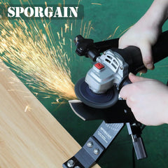 SporGain sharpening jig in use on a mower blade improving cutting edge