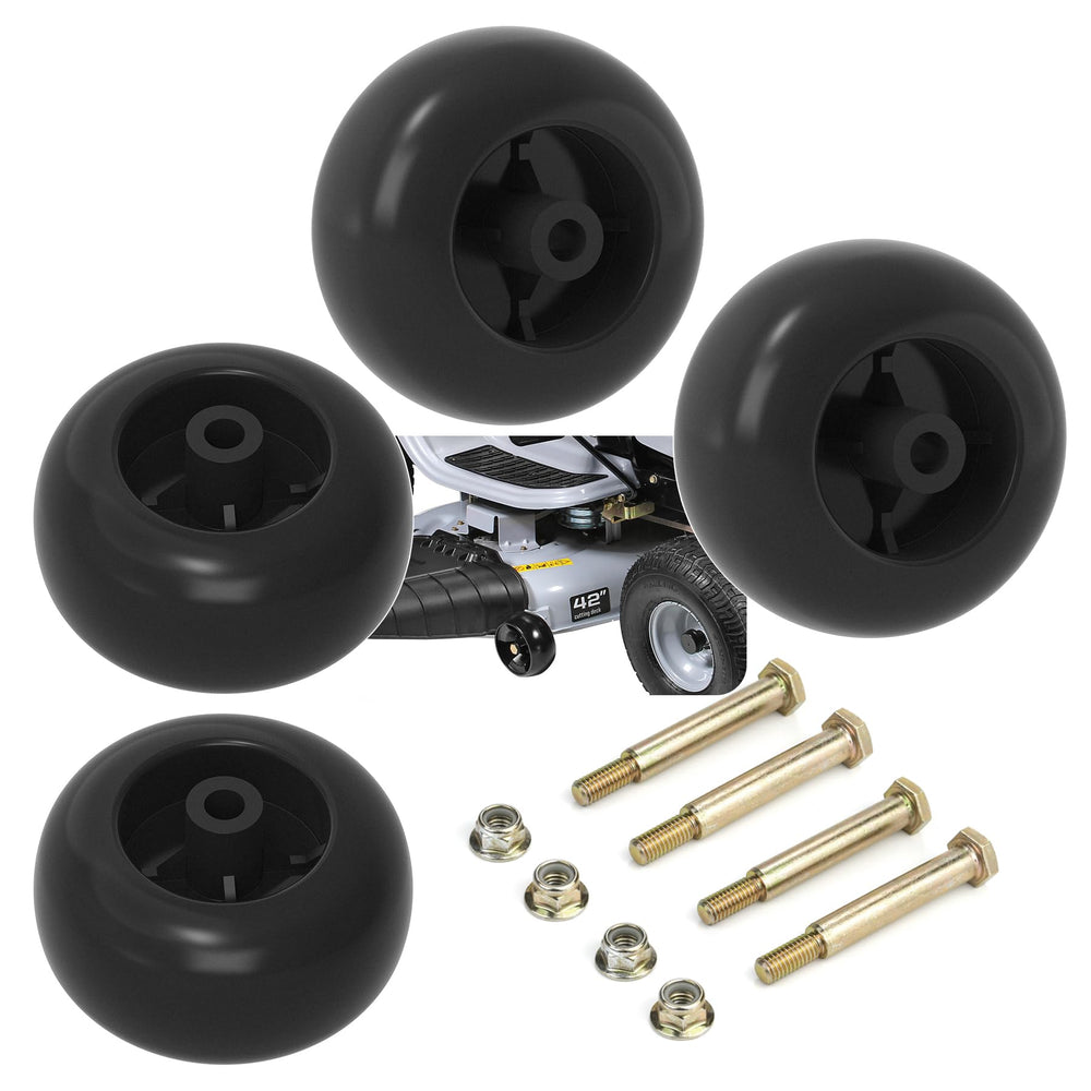 Sporthfish front view of four replacement deck wheels showing ready-to-install durability