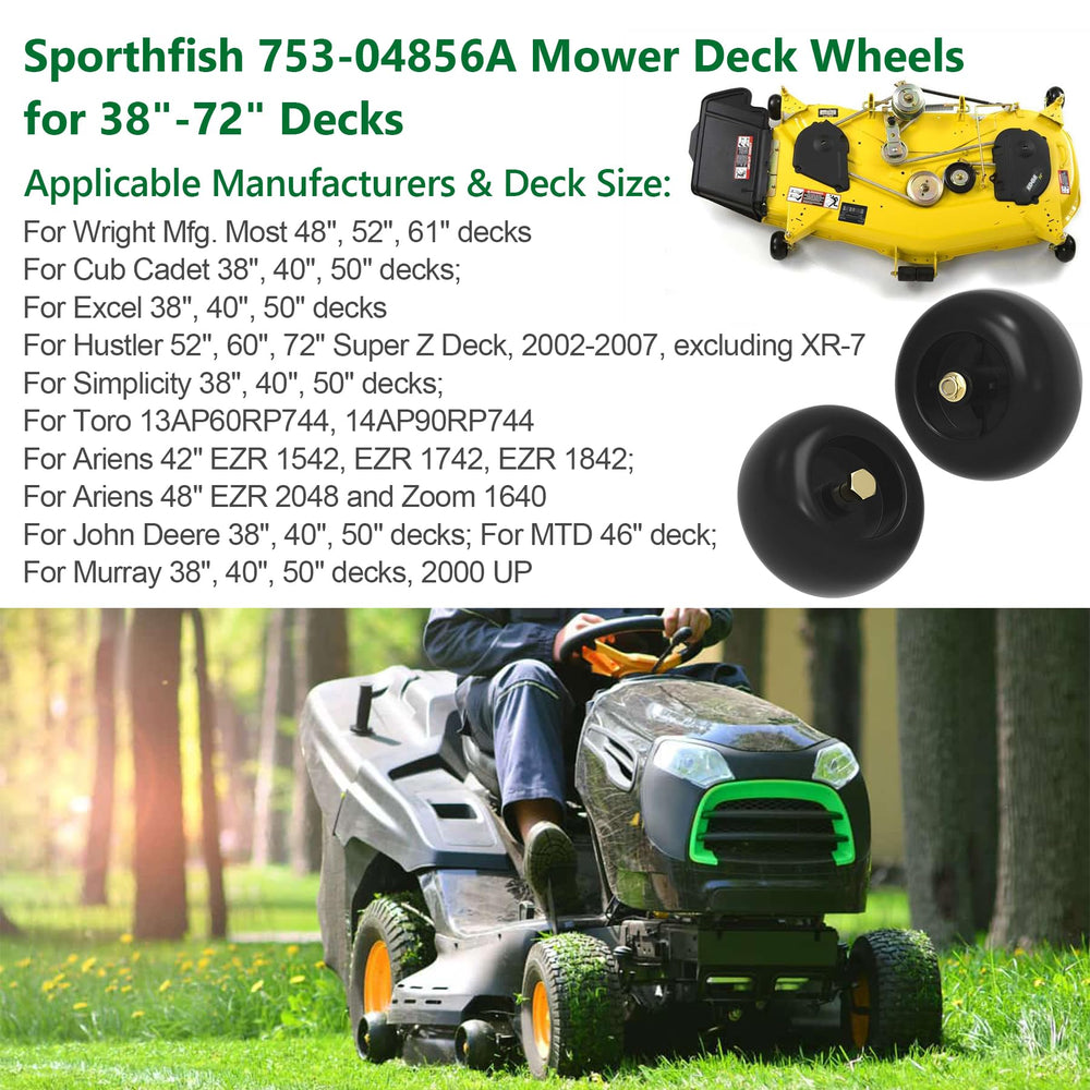 Sporthfish wheel mounted on mower deck demonstrating restored deck support
