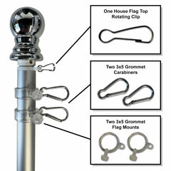 Sports Flags Pennants Company silver ball top on pole for classic look and capped protection