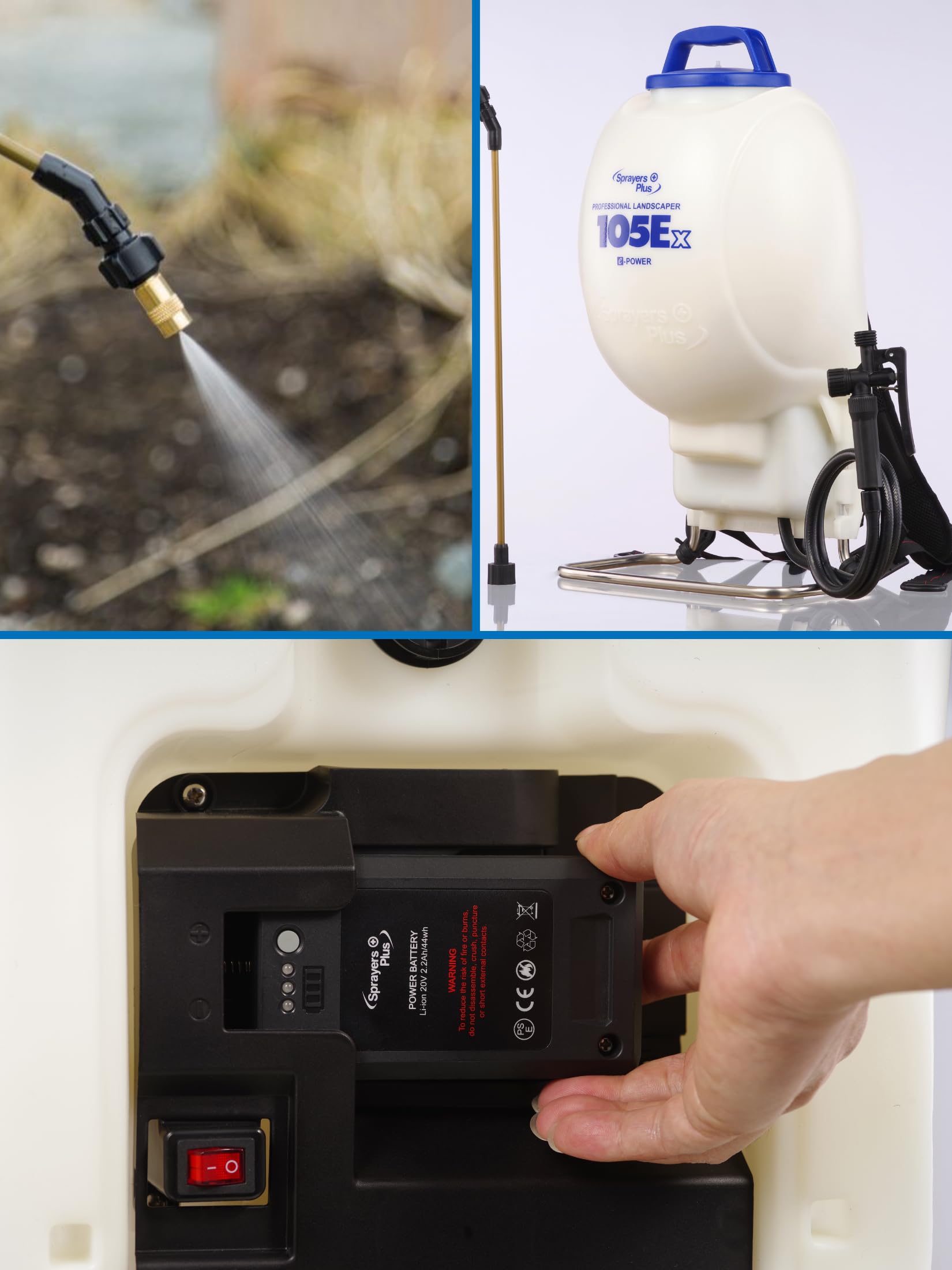 Sprayers Plus in-use garden spray demonstrating efficient weed and foliage coverage