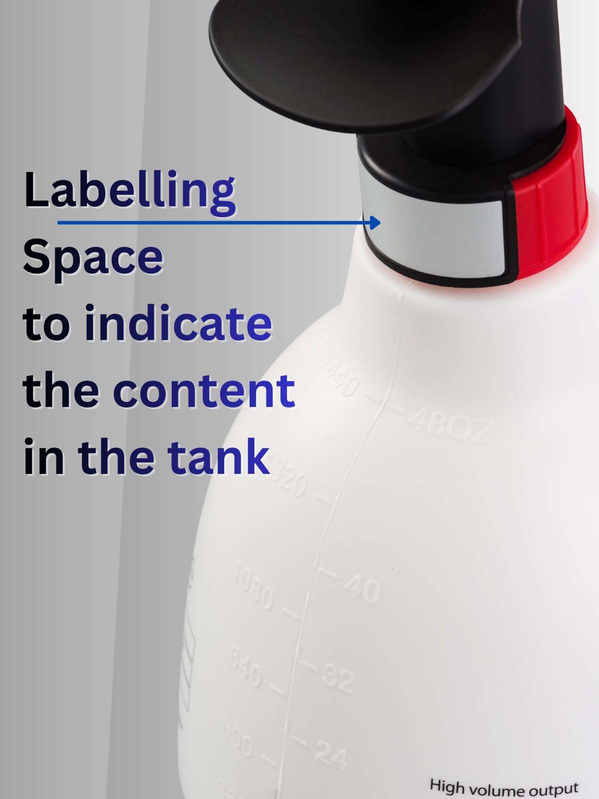 Sprayers Plus 802 label area and cap clearly marked for safe chemical identification and quick refills