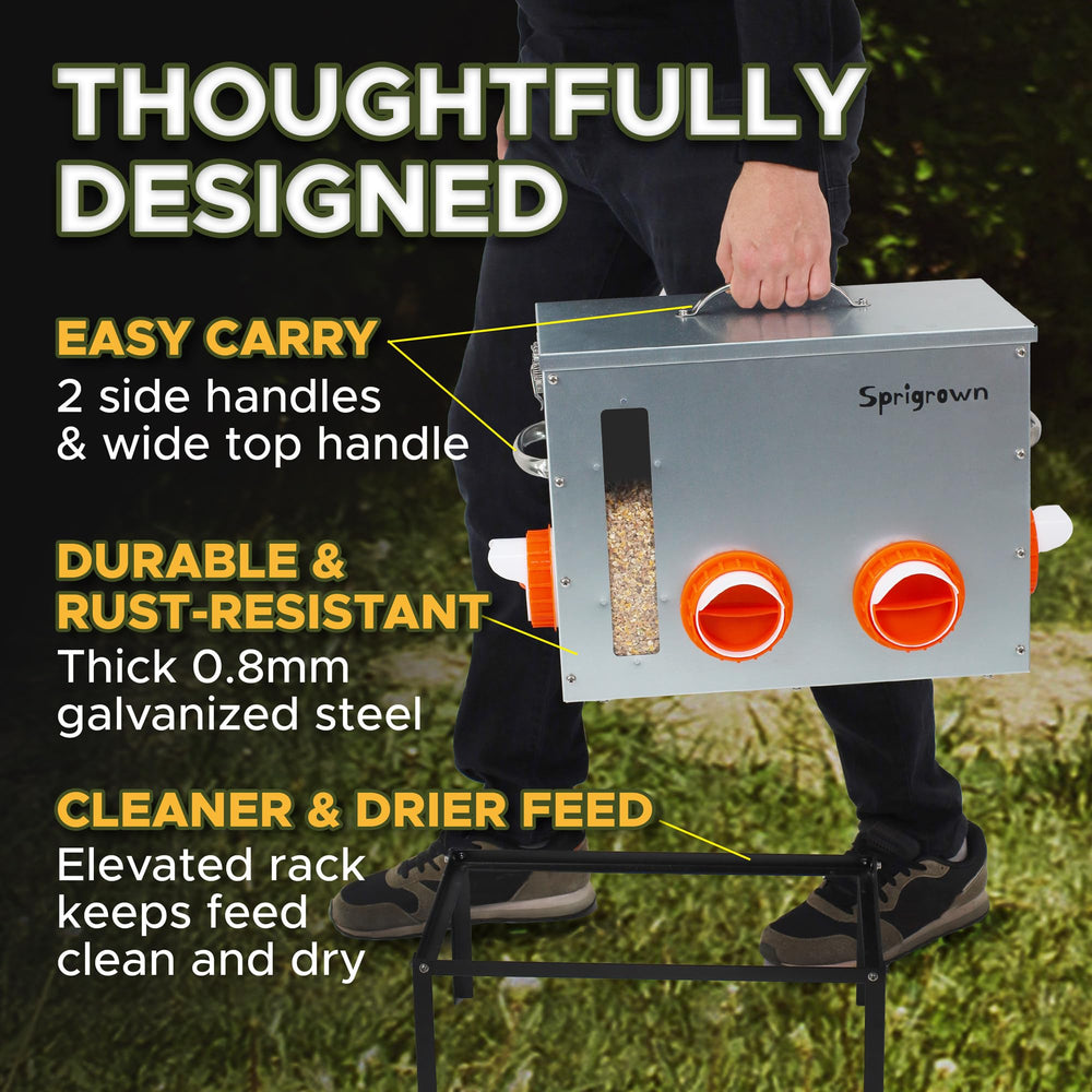 Sprigrown installed in an outdoor coop showing convenient access and tidy feeding