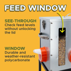 Sprigrown closeup of see-through feed window for quick level checks and easier refills