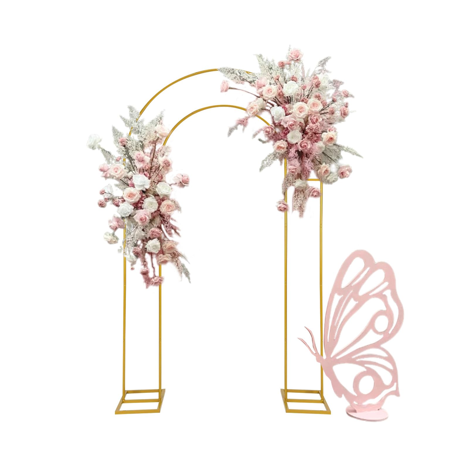 SPRITE DISPLAY front view of double U-shaped arch showing elegant ceremony frame