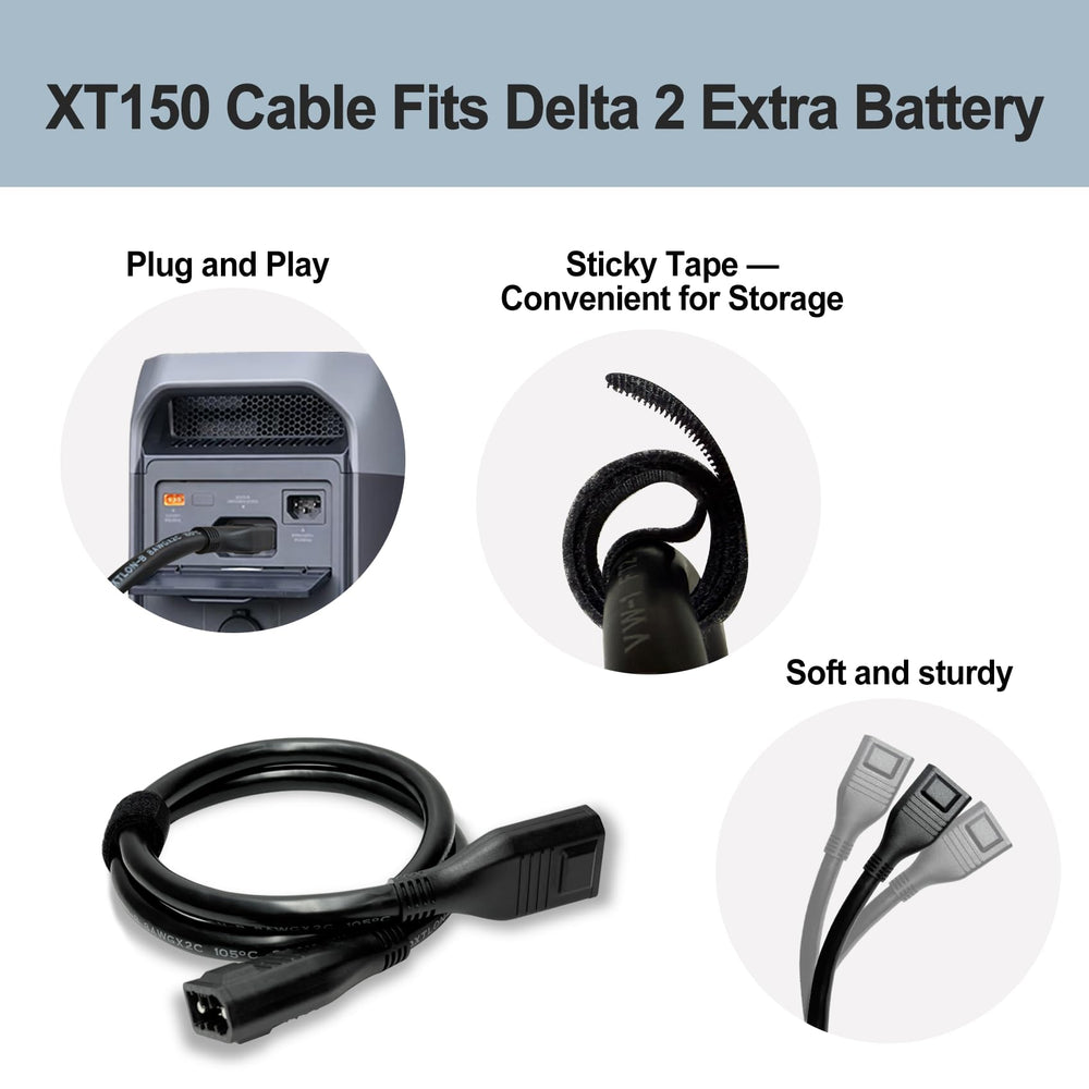 Sprmith cable connected to EcoFlow Delta demonstrating extended runtime benefit