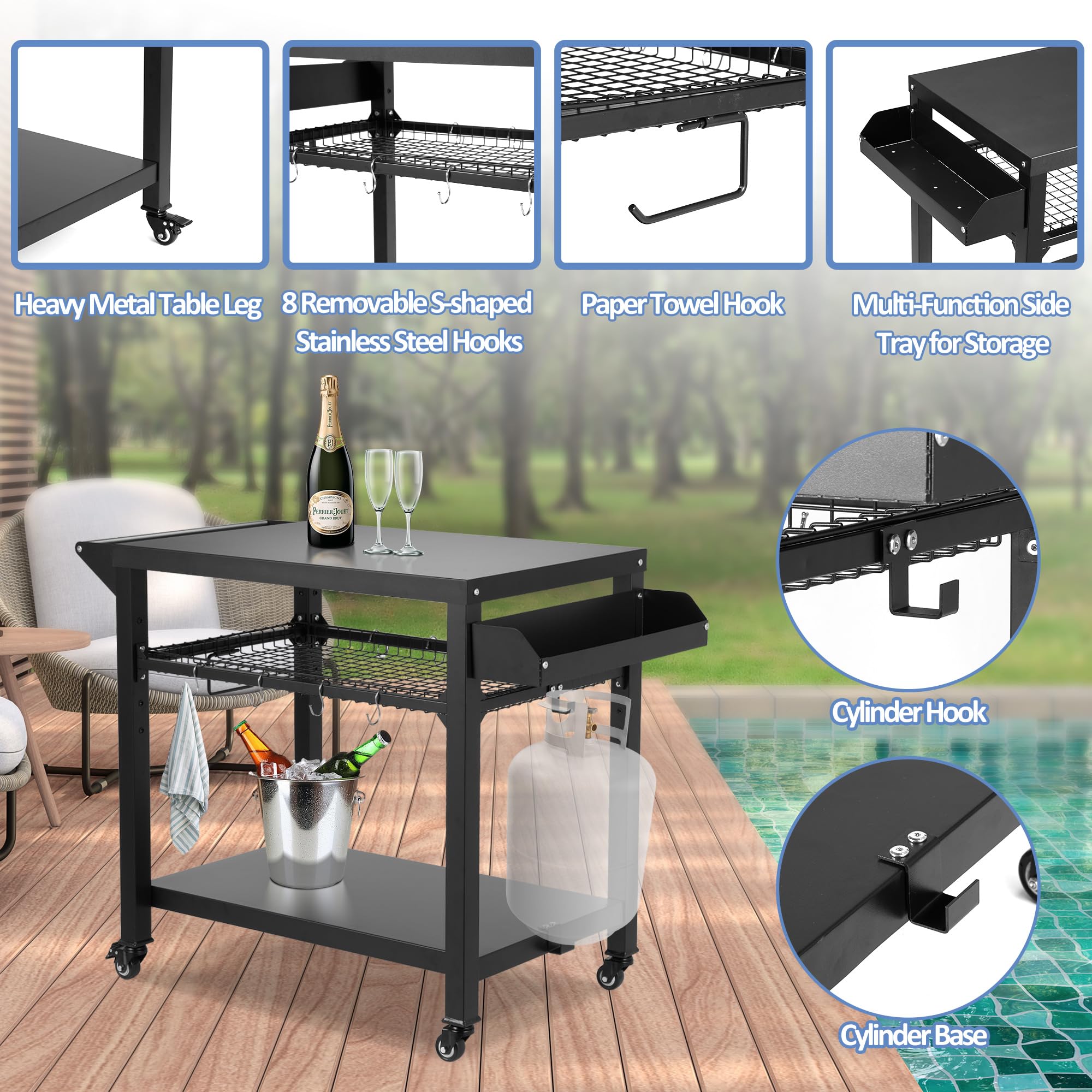 Spurgehom adjustable mesh shelf detail showing organized storage benefit