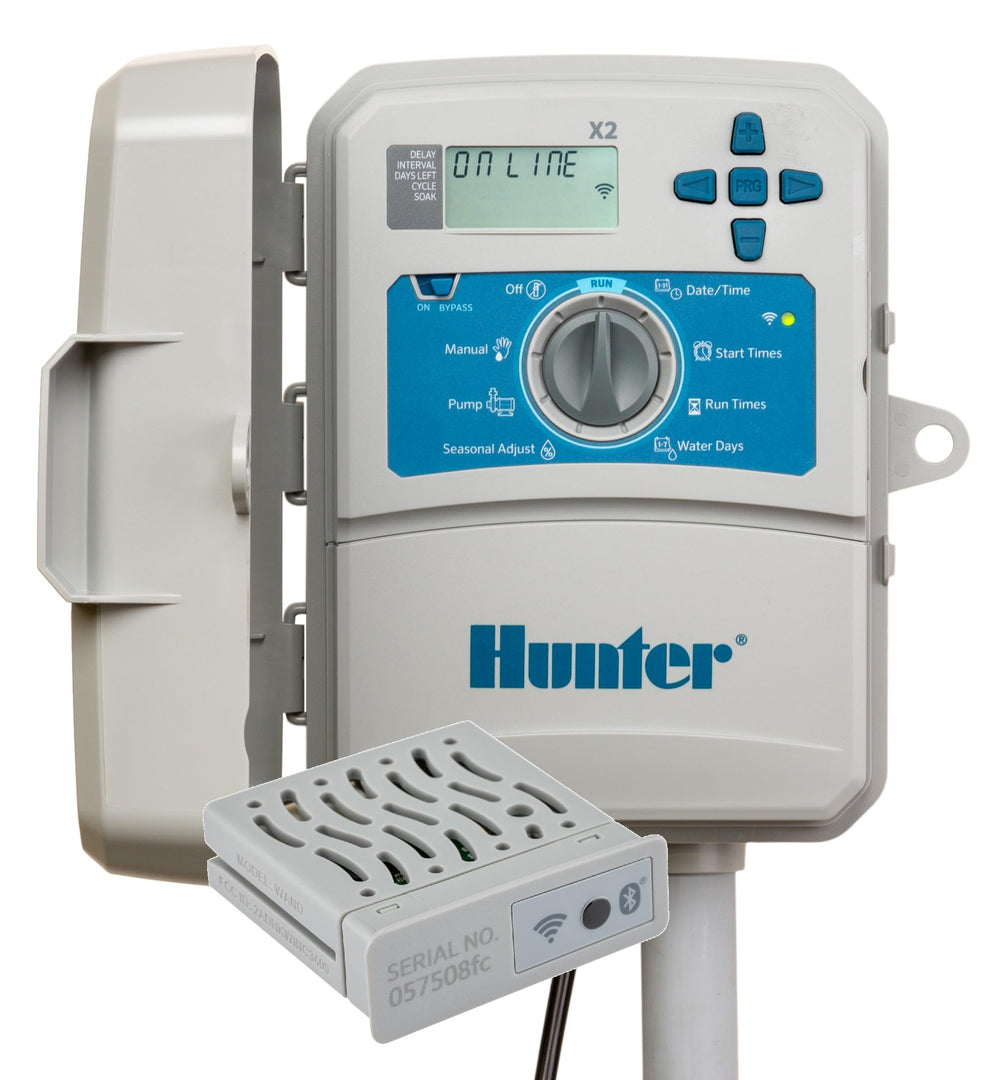 SPW Hunter Hydrawise X2 front panel showing buttons and layout for easy control