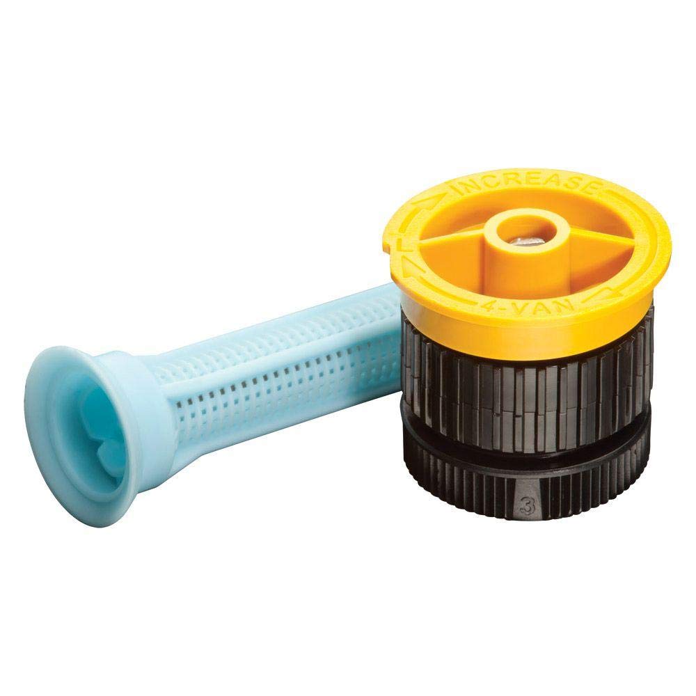 SPW Rain Bird nozzle front view showing adjustable top and clear identification benefit