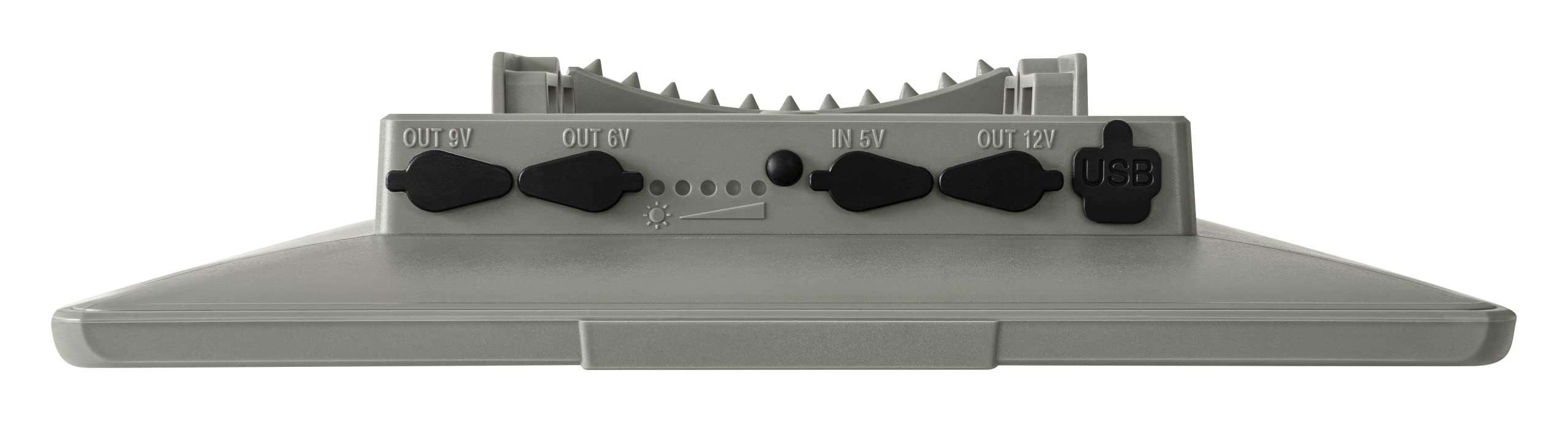 SPYPOINT panel beside trail camera showing scale and space-saving advantage