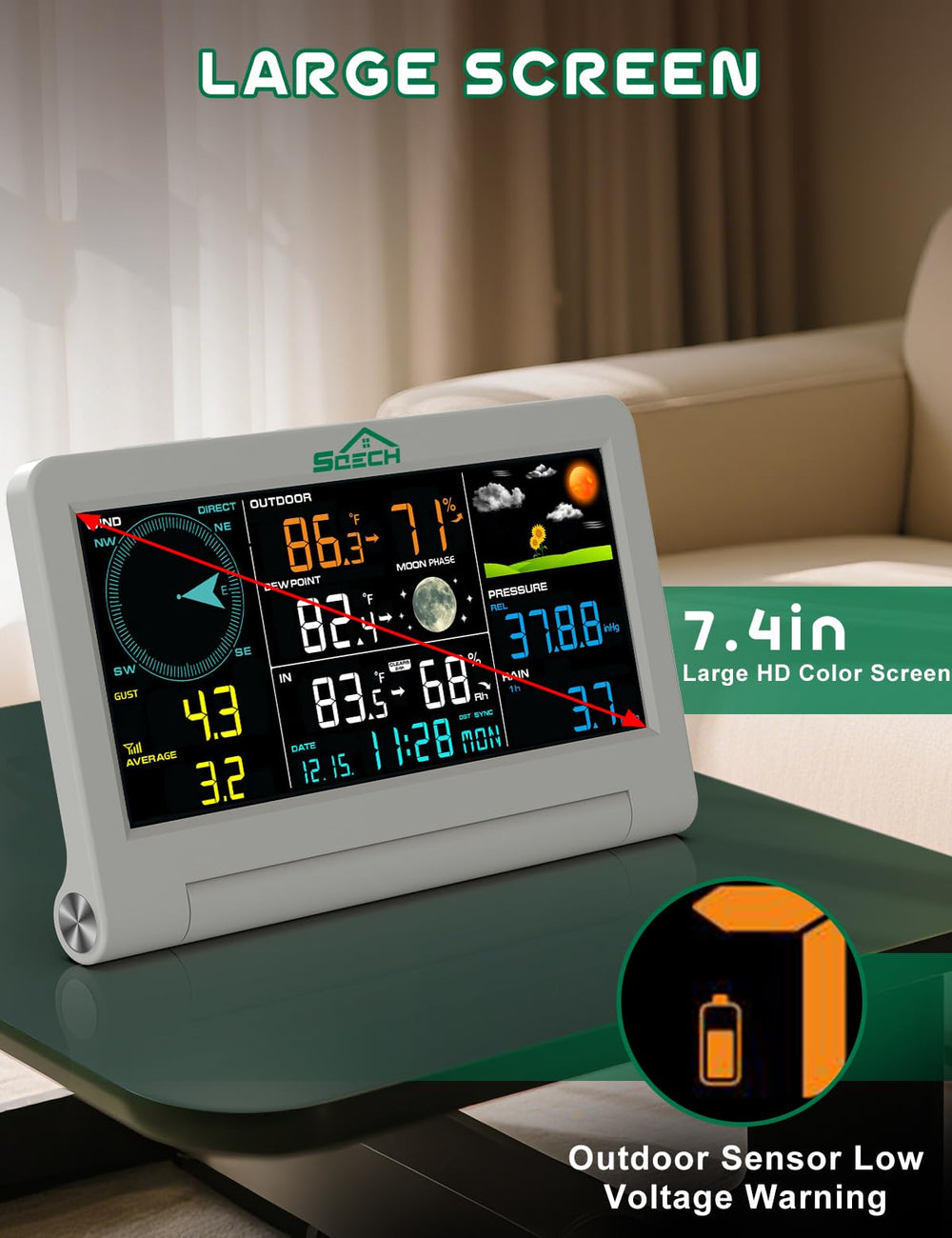 SQECH console mounted on wall offering easy visibility and home integration