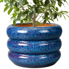 SQOWL blue pot front view showing elegant design and stylish decor appeal