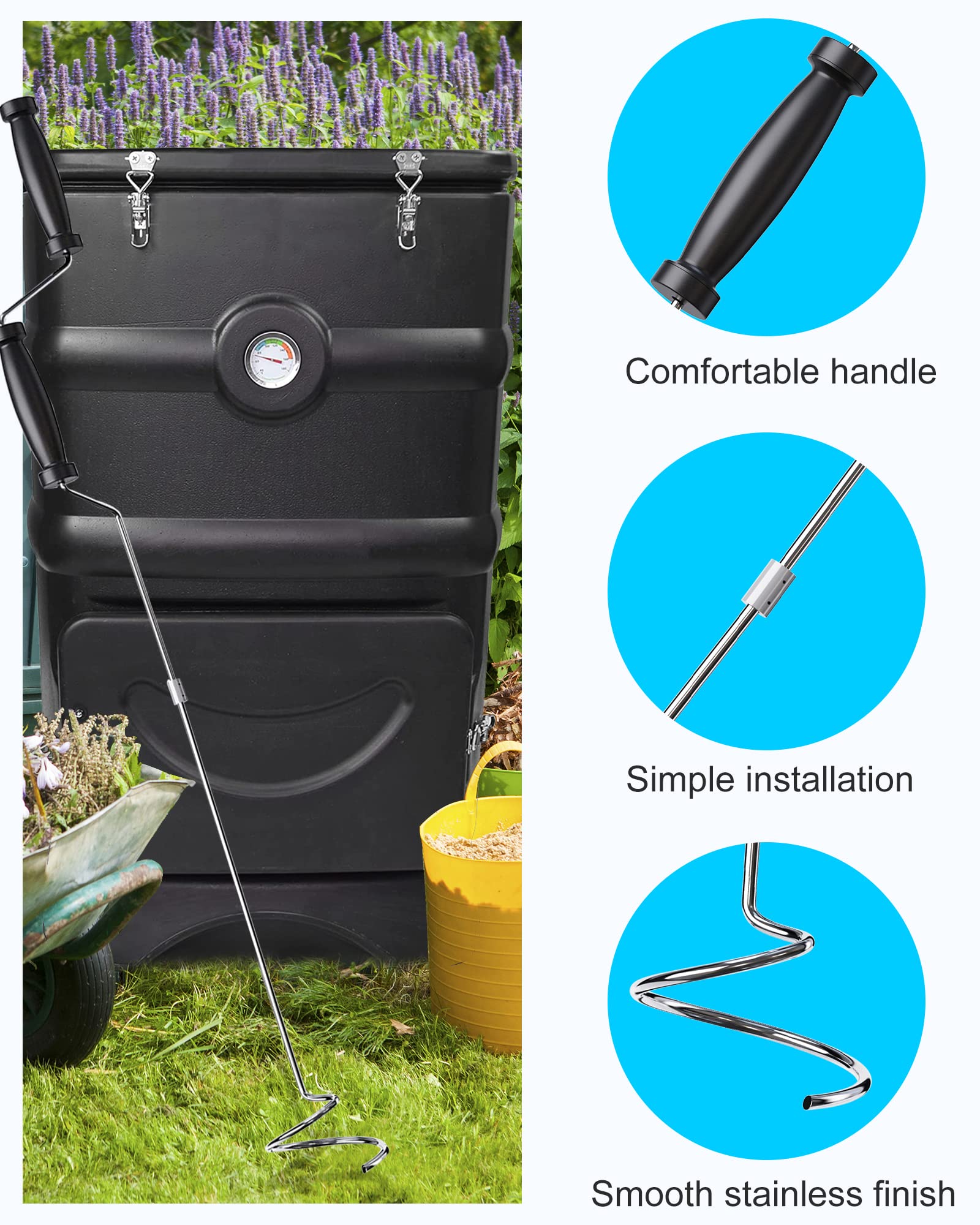SQUEEZE master in use turning compost quickly to improve aeration and texture