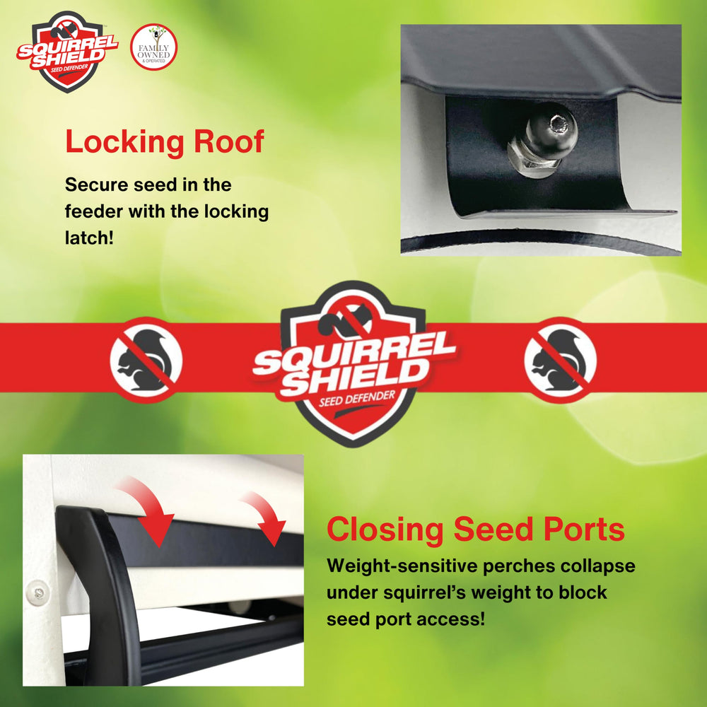 Squirrel Shield viewing window showing seed level for quick monitoring benefit