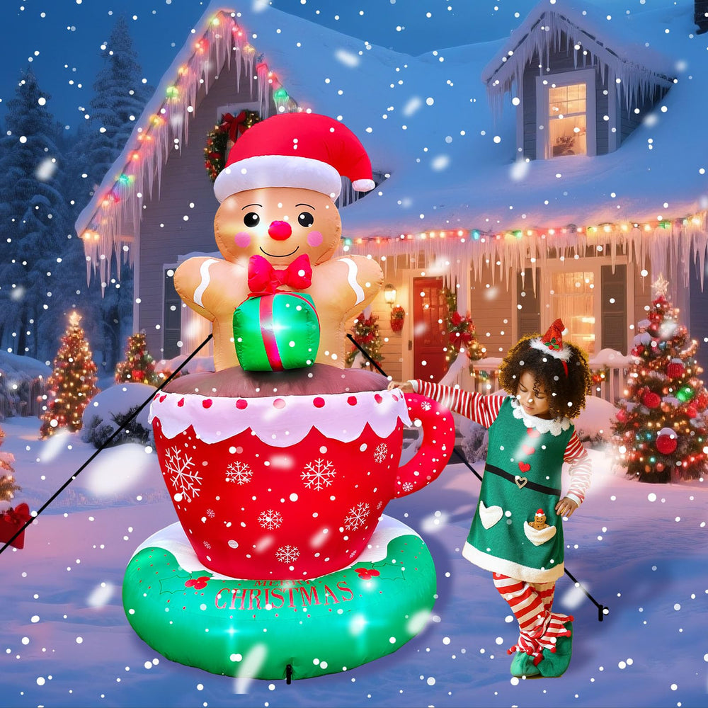 SRANWOW front view of gingerbread in hot cocoa mug with festive curb appeal