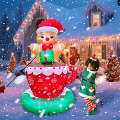 SRANWOW front view of gingerbread in hot cocoa mug with festive curb appeal