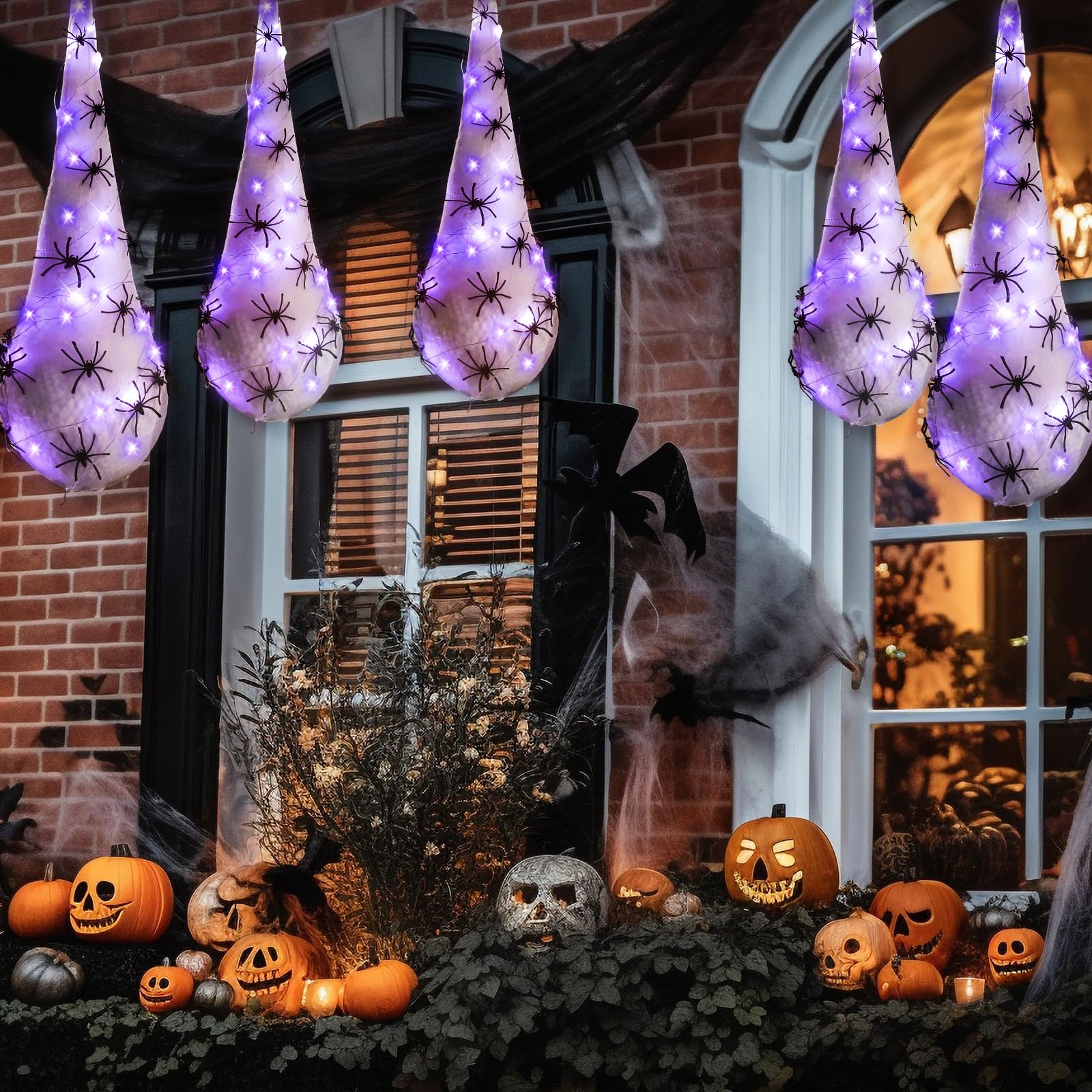 Sratte hanging on porch at night creating eye-catching ambience