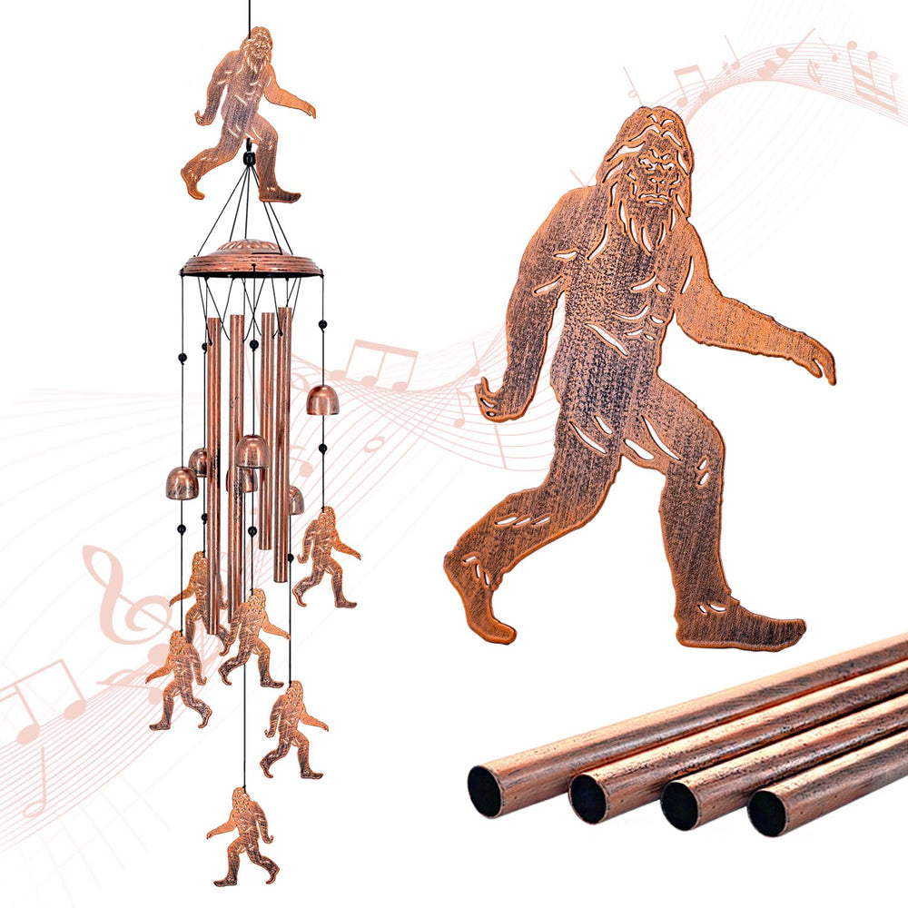 SRDJXY Bigfoot wind chime front view showing full design and charm