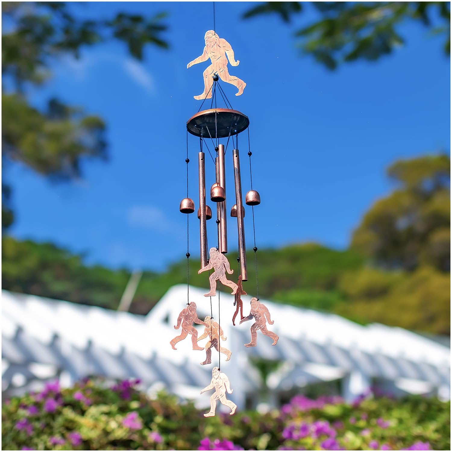 SRDJXY chime displayed on garden shepherd hook adding character to yard