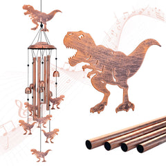 SRDJXY front view of dinosaur wind chime showing decorative silhouette and benefit of charming decor