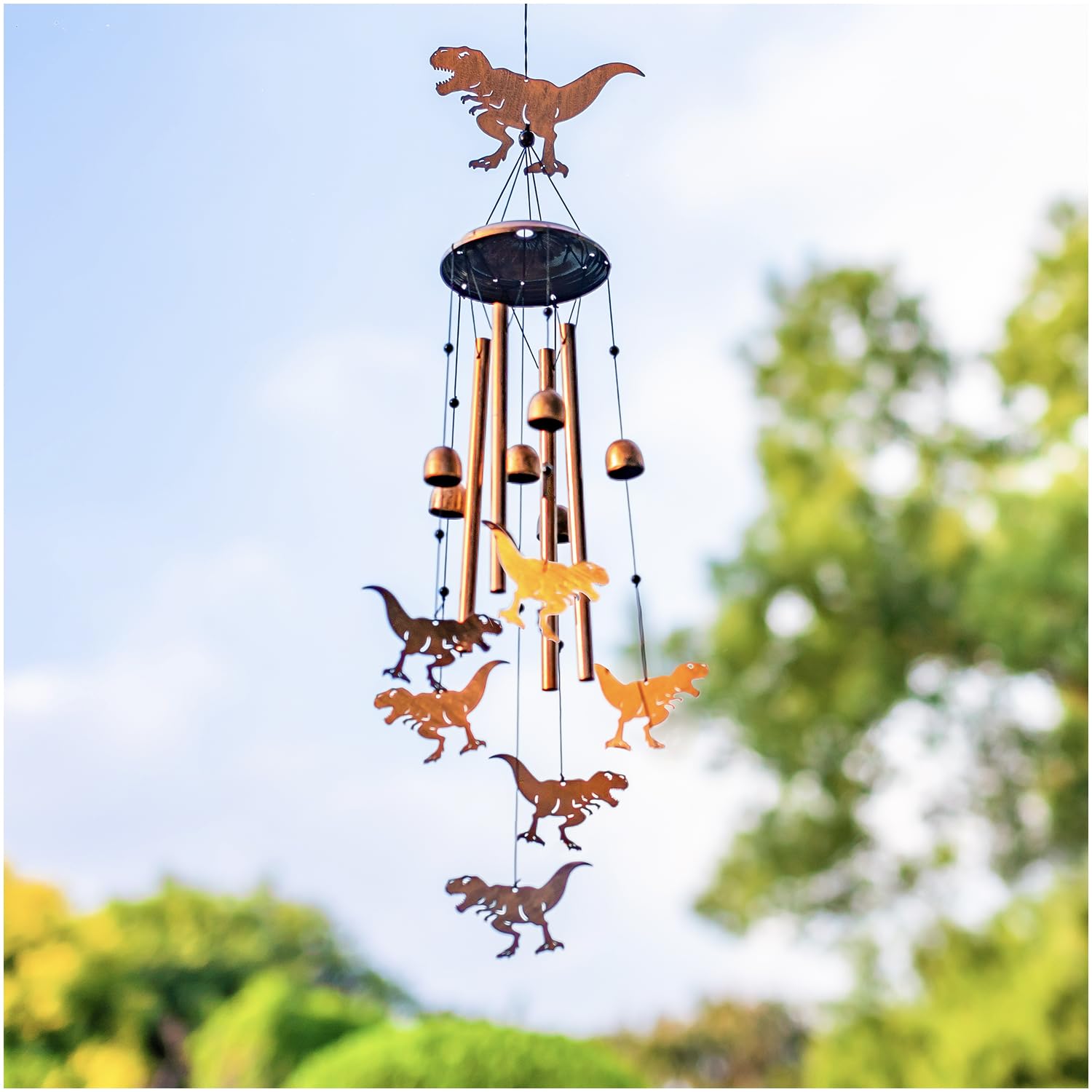 SRDJXY wind chime in garden setting offering decorative atmosphere and soothing sound benefit