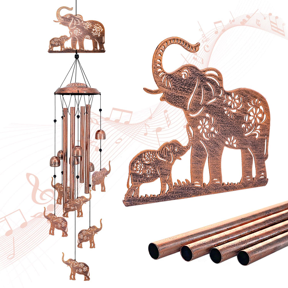 SRDJXY front view of elephant wind chime showing overall design and curb appeal