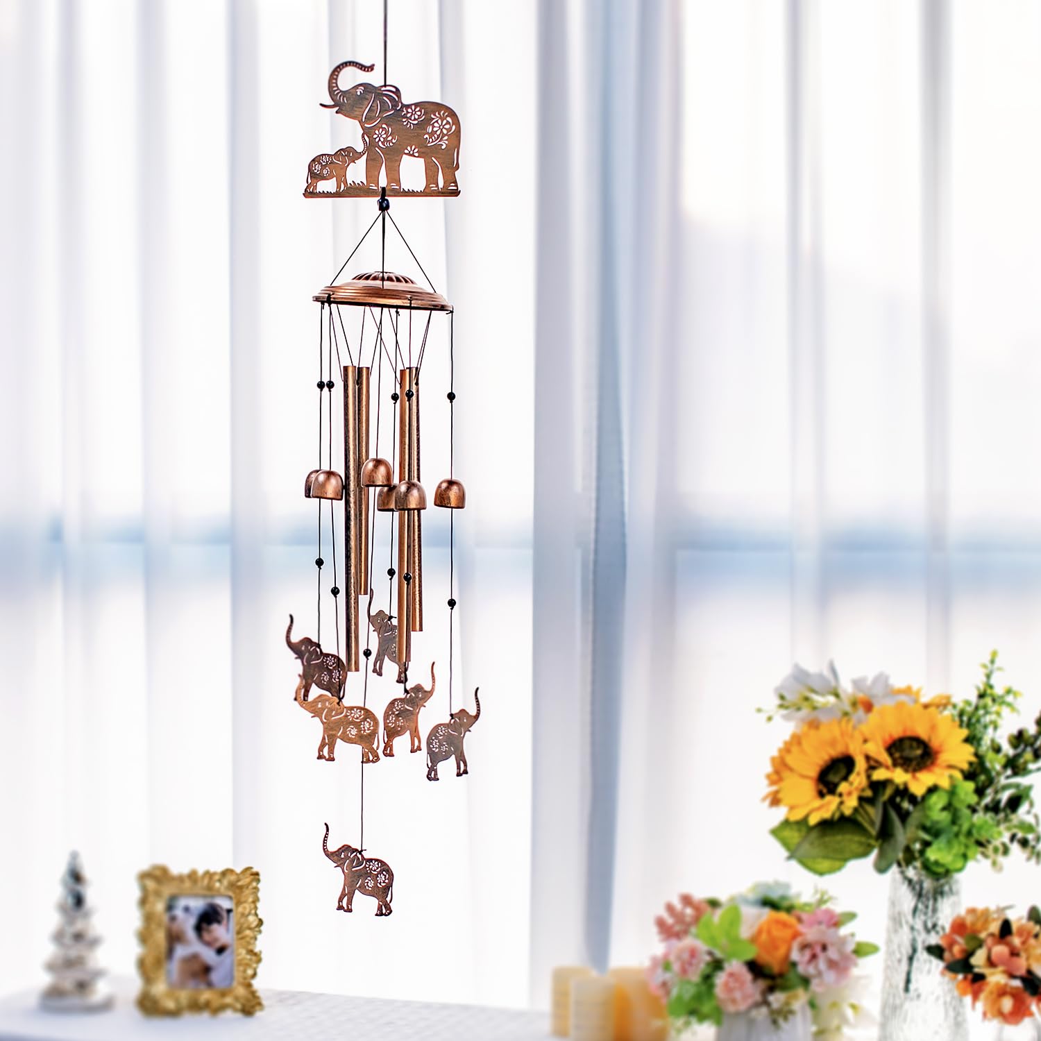 SRDJXY chime hanging on a patio creating peaceful outdoor ambiance