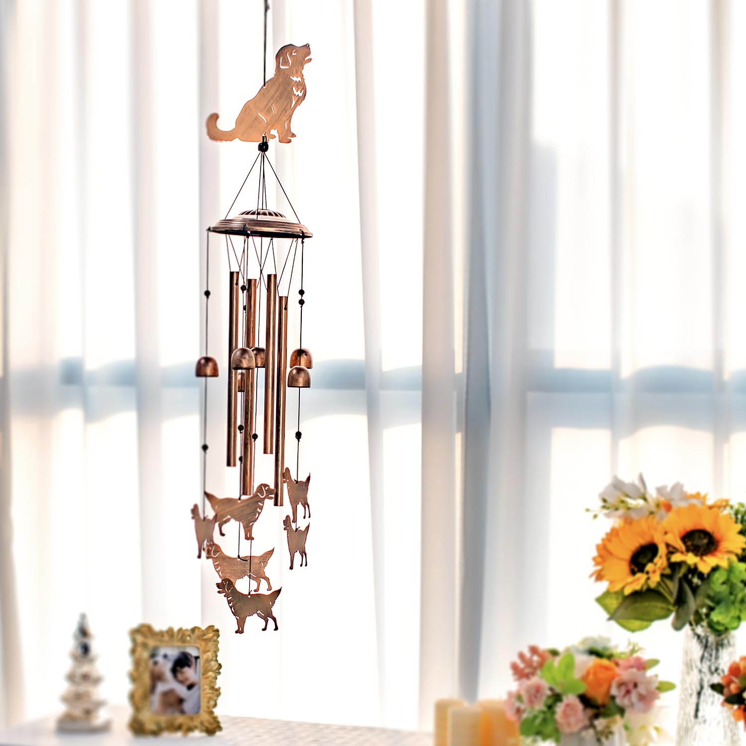 SRDJXY wind chime hanging on a porch creating calming outdoor ambiance