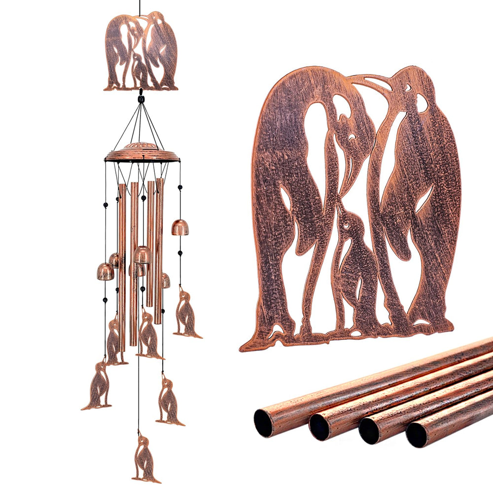 SRDJXY front view of penguin wind chime showing full decorative design and melody